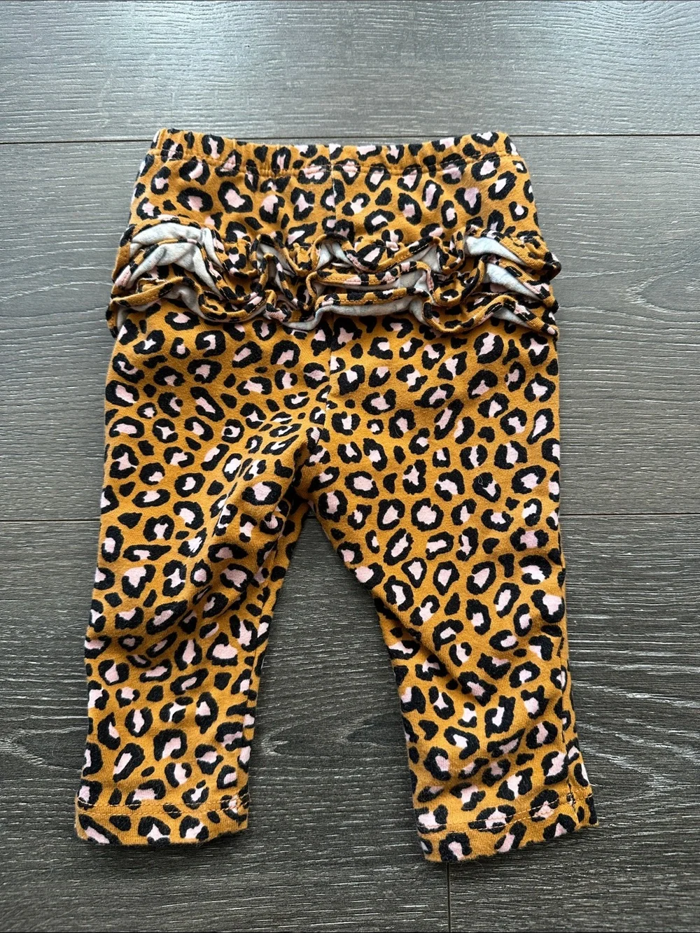 Old Navy Girls' Mustard Leopard Print Leggings with Pink Accents